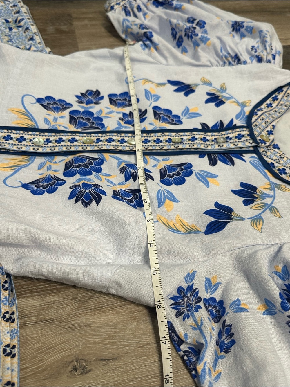 A Loves A Blue White Floral Bubble Sleeve A-Line Flounce Mini Dress XS - Picture 13 of 16
